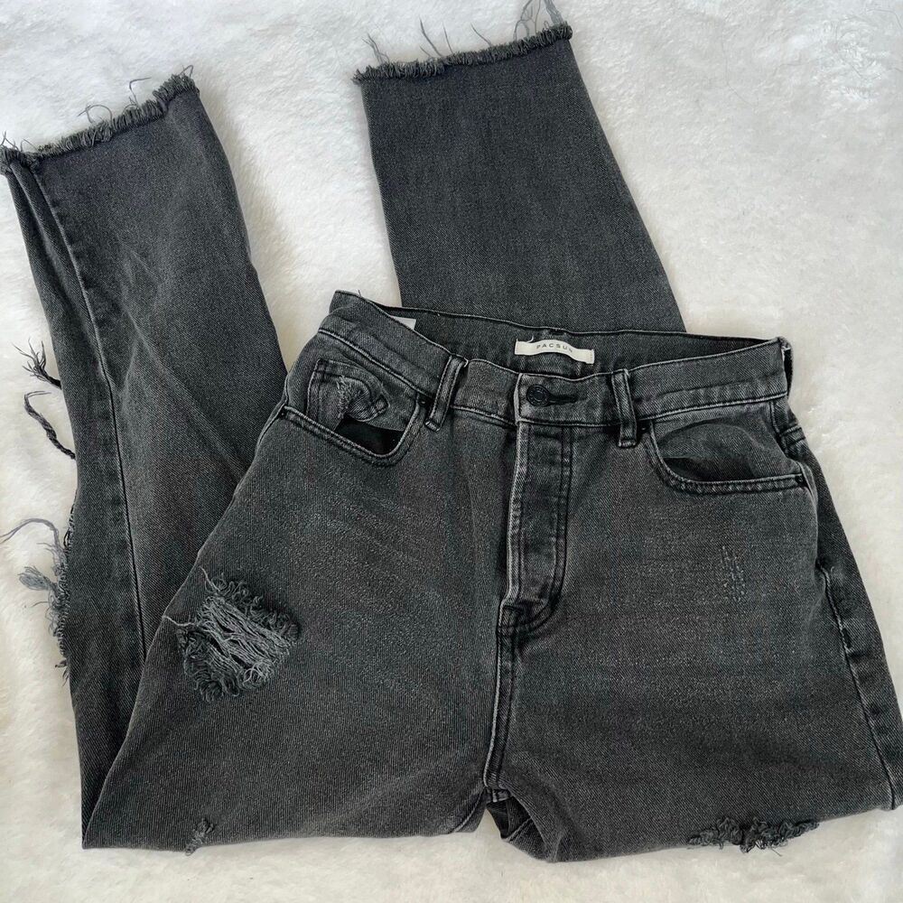 Pacsun high rise grey straight leg jeans